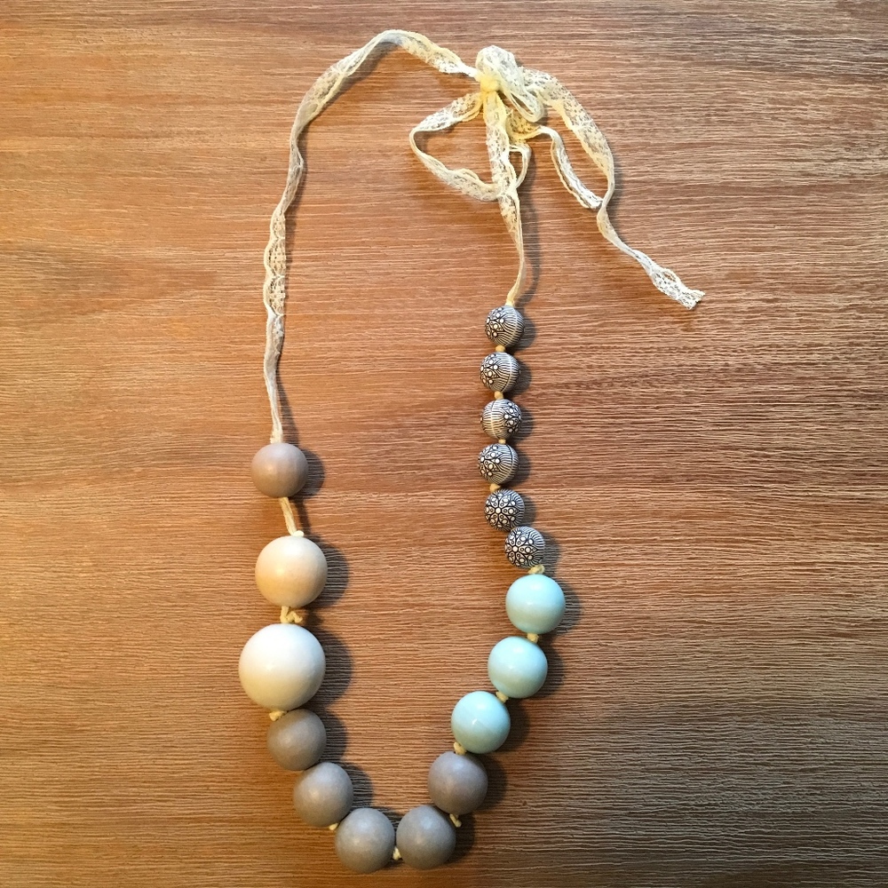 Anthro Mixed Media Marbles Statement Necklace NWOT